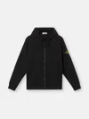 Stone Island Logo Hooded Cotton Sweatshirt In Black