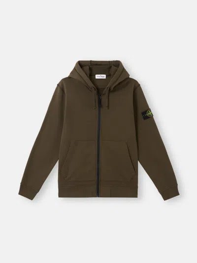 Stone Island 6100042 Organic Cotton Fleece In Military Green