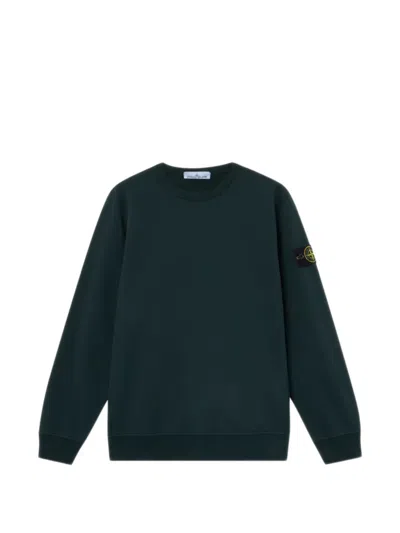 Stone Island Regular-fit Crewneck Sweatshirt With Ribbed Inserts In Green