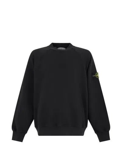 Stone Island 6100053 Tubular Cotton Fleece Sweatshirt In Black