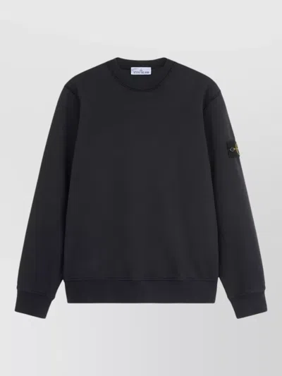 Stone Island Regular-fit Crewneck Sweatshirt With Raglan Sleeves In Blue