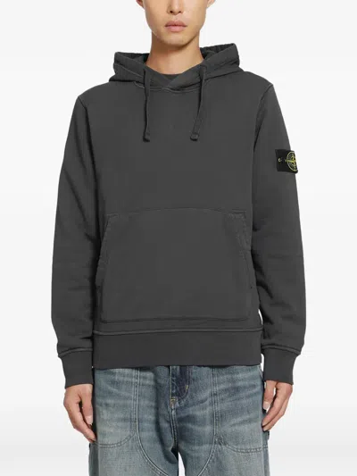 Stone Island 6100062 Organic Cotton Fleece Hooded Sweatshirt In Grey