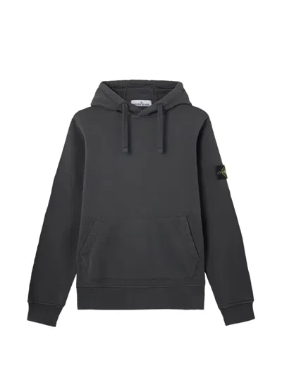 Stone Island 6100062 Organic Cotton Fleece Hoodie In Black