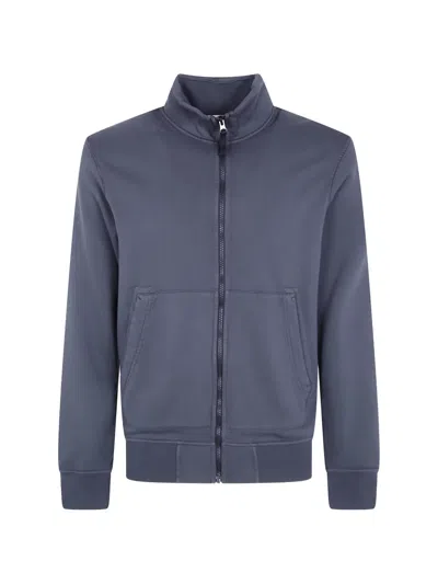 Stone Island Zip Cardigan High Collar Front Pockets In Gray