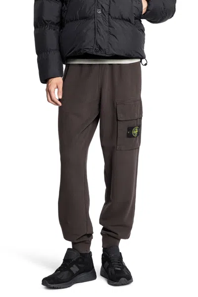 Stone Island 6200003 Brushed Organic Cotton Fleece Joggers In Gray