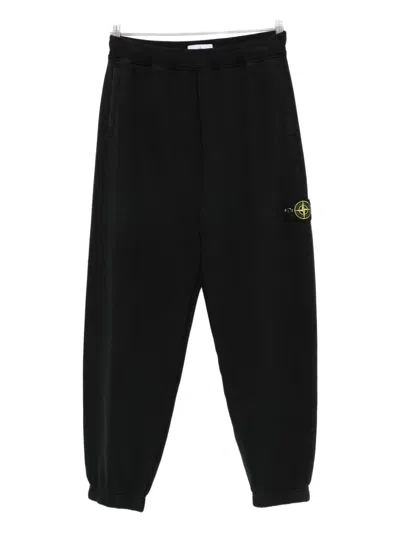 Stone Island 6200004 Logo-patch Cuffed Trousers In Black