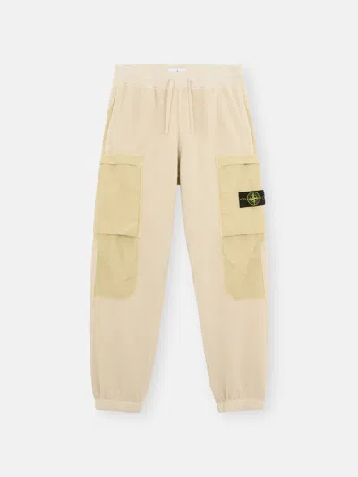 Stone Island 62753 Cotton Pile With Nylon-tc In Blanc Cassé