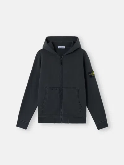 Stone Island 63341 Organic Cotton Diagonal Fleece 'old' Effect In Lead Grey