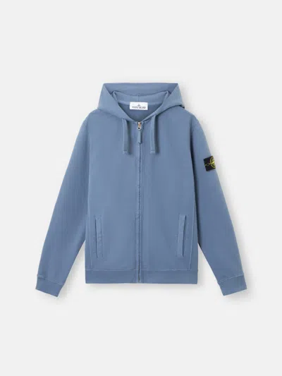 Stone Island 63520 Brushed Organic Cotton Fleece In Blue