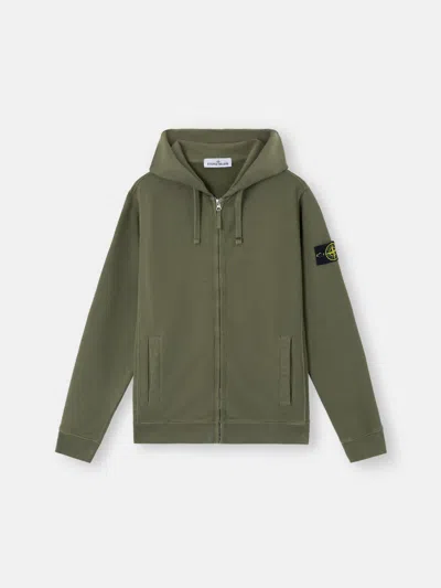 Stone Island 63520 Brushed Organic Cotton Fleece In Green