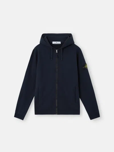 Stone Island 63520 Brushed Organic Cotton Fleece In Navy Blue