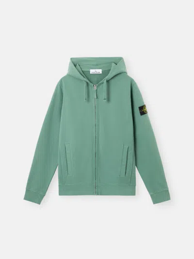 Stone Island 63520 Brushed Organic Cotton Fleece In Sage Green