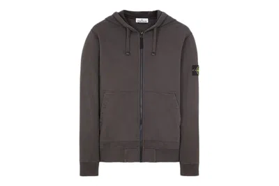 Pre-owned Stone Island 64220 Brushed Cotton Fleece Zip Up Hooded Sweatshirt Steel Grey