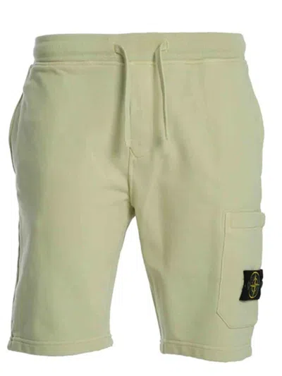 Pre-owned Stone Island 64651 Cotton Fleece Garment Dyed Shorts In Light Green