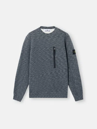 Stone Island 65338 Mouliné Cotton Viscose Fleece In Black