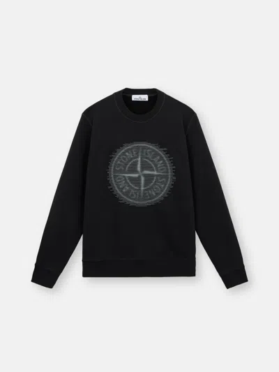 Stone Island 66388 Brushed Organic Cotton Fleece In Black