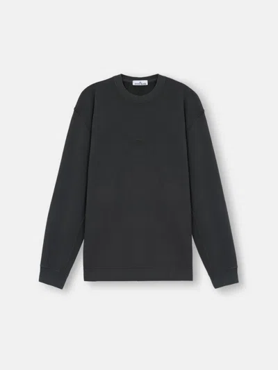 Stone Island 66720 Brushed Organic Cotton Fleece In Gris Plomb