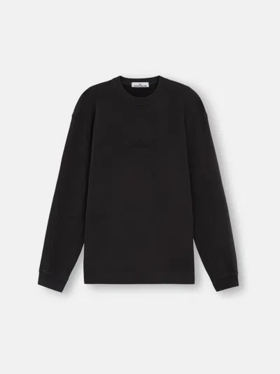 Stone Island 66720 Brushed Organic Cotton Fleece In Noir