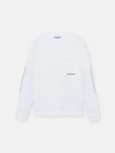 Stone Island 66885 Heavy Cotton Jersey In Blanc