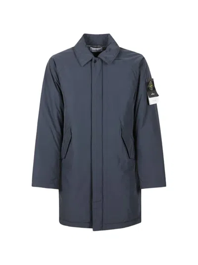 Stone Island 7100002 Micro Twill Coat In Blue