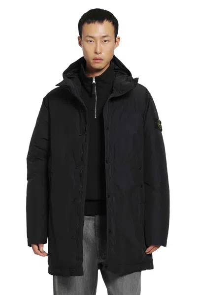 Stone Island 7100006 Long Down Parka In Black