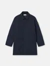 Stone Island Padded Car Coat With Anti-drip And Snap Pockets In Blue
