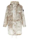 Stone Island Parka With Camouflage Motif And Anti-drop In Beige