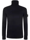 Stone Island Ghost Virgin Wool Funnel-neck Sweater In Blue