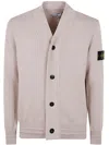 Stone Island Long-sleeved Knitted Cardigan In White