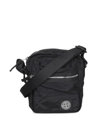 Stone Island 9200015 Coated Nylon Metal In Econyl Crossbody Bag In Black