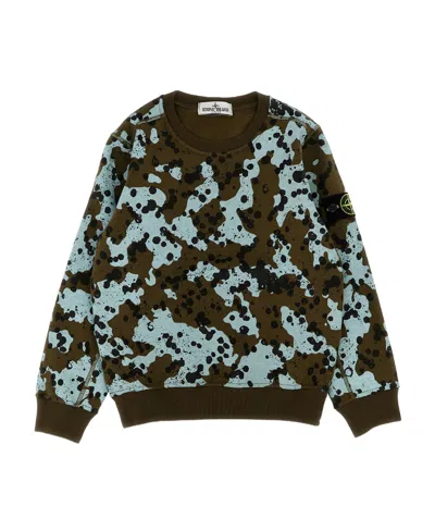 Stone Island Abstract-print Cotton Sweatshirt In Green