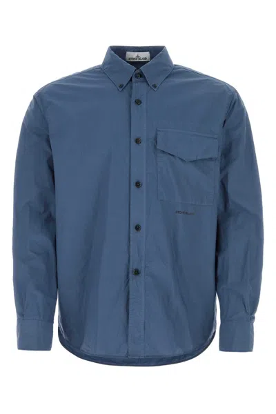 Stone Island Air Force Blue Poplin Shirt
