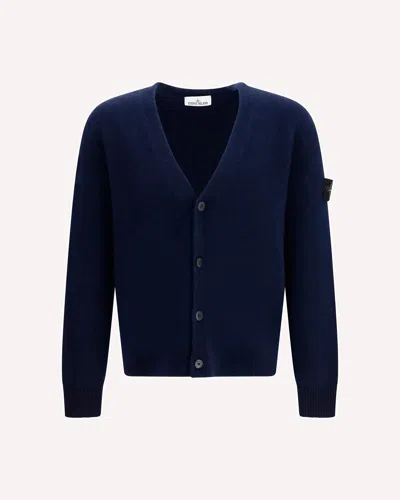 Stone Island Alpaca And Wool-blend V-neck Cardigan In Blue