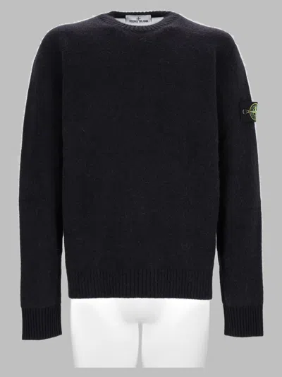 Stone Island Alpaca-virgin Wool Blend Crewneck Sweater In Black