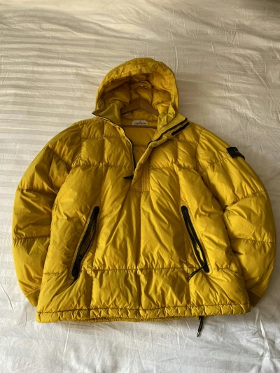 Pre-owned Stone Island Anorak Garment Dyed Nylon Winter Puffer Jacket In Yellow