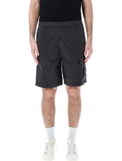 Stone Island Antracite Cargo Shorts For Men In Ss24 Collection In Gray