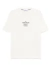 Stone Island Logo Crew Neck Cotton T-shirt With Short Sleeves In White