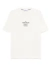 Stone Island Logo Crew Neck Cotton T-shirt With Short Sleeves In White