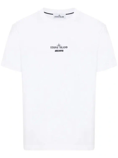 Stone Island Archivo Logo-print T-shirt In White