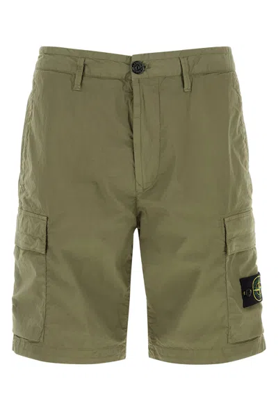 Stone Island Army Green Cotton Bermuda Shorts
