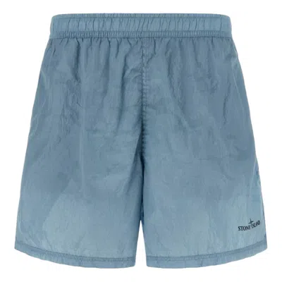 Stone Island Water-reactive Faded Camo Shorts In Blue