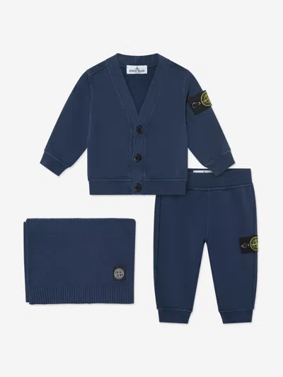 Stone Island Baby Boys 3 Piece Trouser Set In Blue