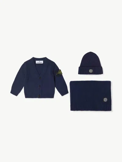 Stone Island Baby Boys Cardigan Gift Set In Blue