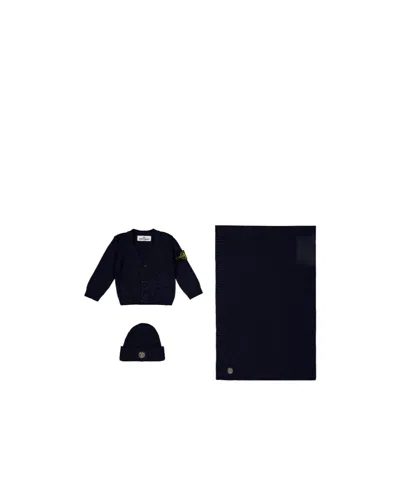 Stone Island Baby Knit 3piece Set In Black