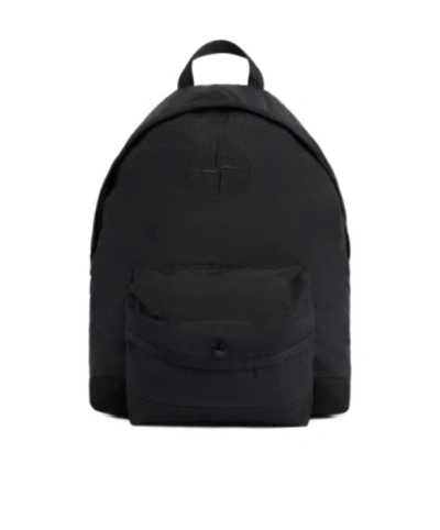 Stone Island Backpack With Padded Straps And Pockets In Black