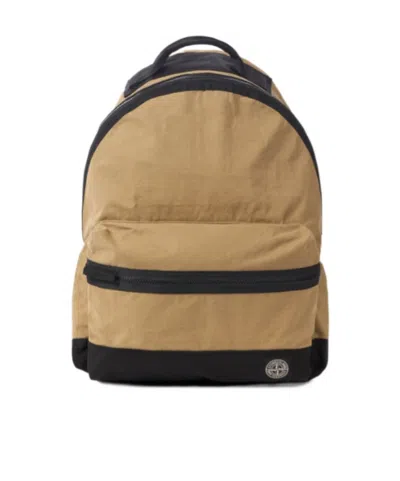 Stone Island Backpack With Pockets And Padded Straps In Brown