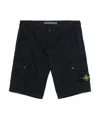 Stone Island Blue Shorts With Elastic Drawstring Waist And Logo Patch On The Front In Cotton Man In Blue