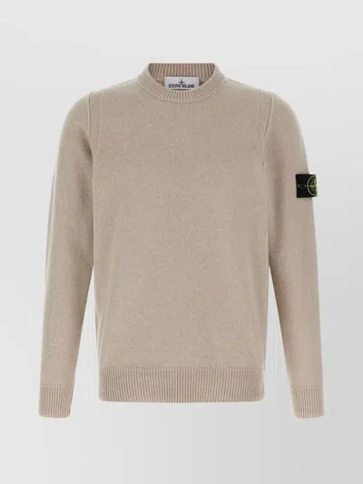 Stone Island Logo-badge Crew-neck Sweater In Brown