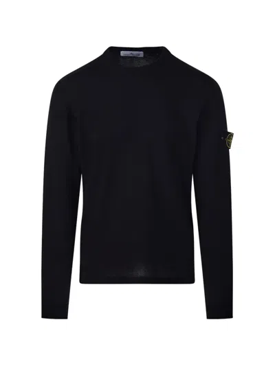 Stone Island Organic Cotton With Nylon Crewneck Sweater In Black