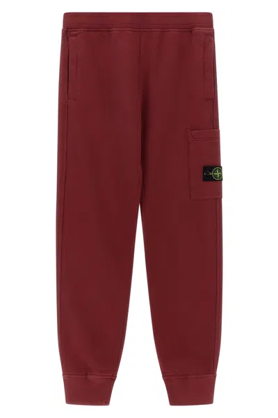 Stone Island Junior Cargo Joggers With Badge Logo Joggers In Burgundy